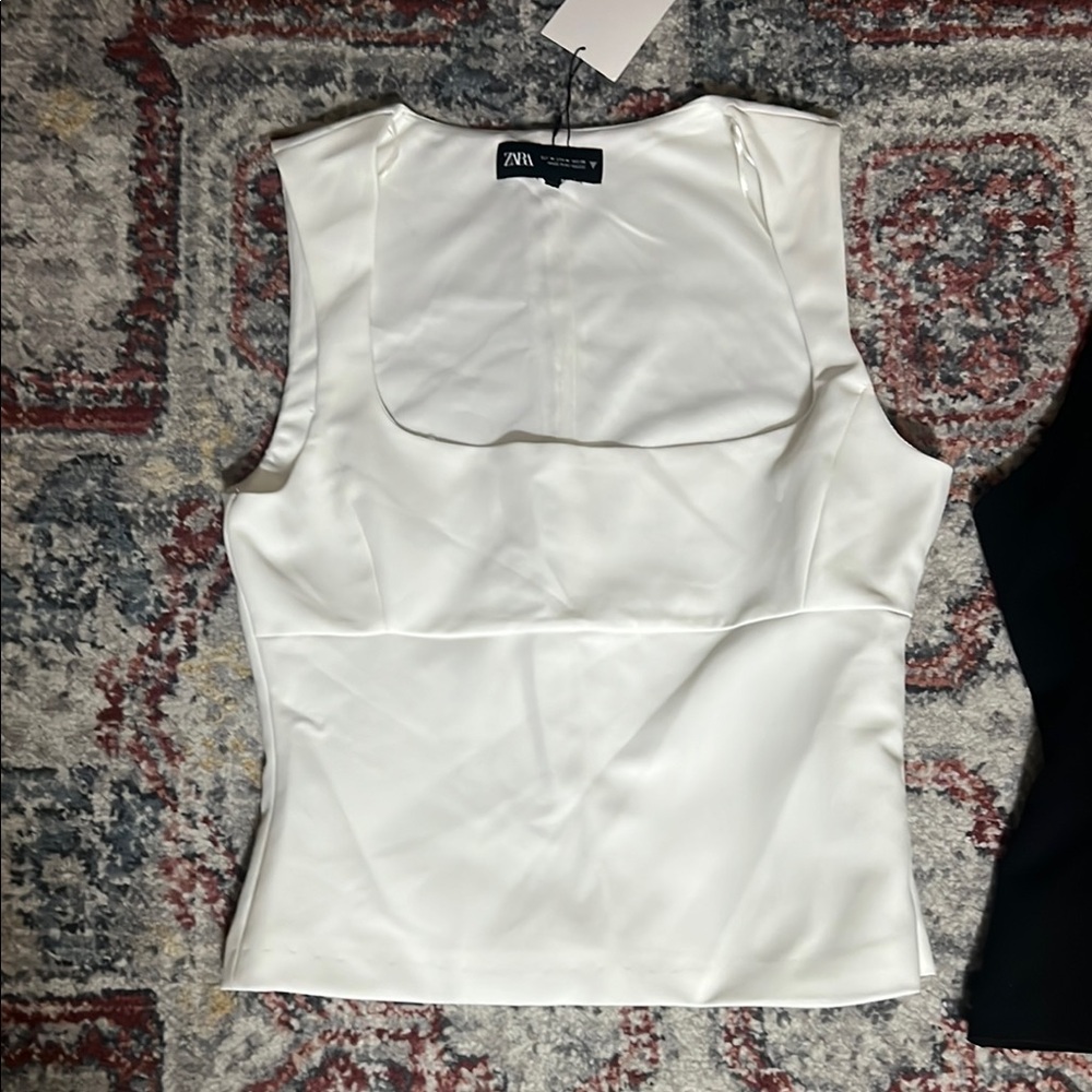NWT..Zara Ivory Satin Tank Top